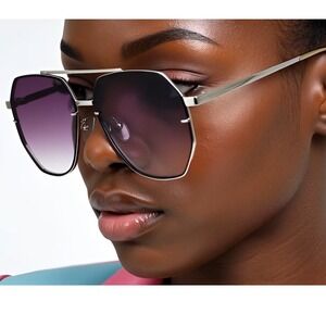 Women Sunglasses Silver Frame Fashion Shades Trendy Classic Retro Metal Shades